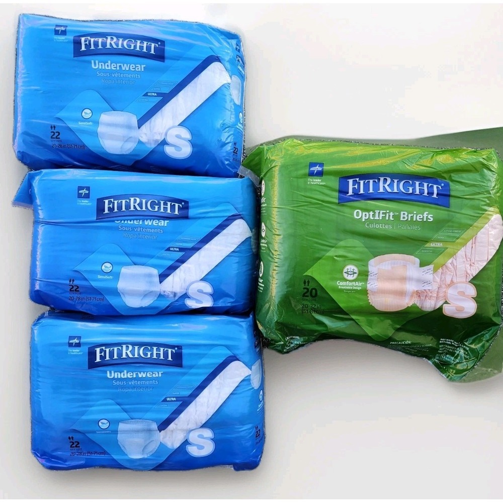 Medline‎ FitRight Underwear OptiFit Briefs Small 4 Packs Adult Incontinence 80